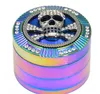 Smoking Pipes Four layer 63MM zinc alloy colorful cigarette cutter, fashionable skull and head drill and grinder.