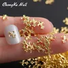 500 sztuk / paczka 3d New Arrival Urok Pióro Kształt Metal Stud Nails Art Rivet Gold Charms Nails Akcesoria 3D Dekoracje Nail Art Dekoracje