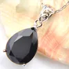 10Pcs Luckyshine Classic Sparking Fire Water Drop Black Onyx Cubic Zirconia Gemstone Silver Pendants Necklaces for Holiday Wedding Party