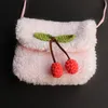 Backpacks New children's change purse Plush snack bag 4 colors 10pcs/lot The Cherry fruit coin purse