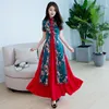 Ethnic Clothing 2pcs Cheongsam Dress Summer Girls Slim Traditional Chinese Clothes For Woman Long Qipao Q-161