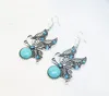 Hot Style mode européenne et américaine vintage style folk turquoise papillon collier boucles d'oreilles ensemble mode classique élégance exquise