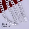 10mm 20 "24" Heavy Cuban Curb Chain Mäns Halsband Mode Mäns Smycken Silver 925 Mens Brasilianska Kedjor Halsband