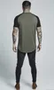 Men Summer T-Shirts White Green Men Casual Hip Hop Irregular Curved Hem Short Sleeved T-shirts M-2XL