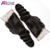 Allove 10a brazylijski luźny fala koronki włosy zamknięcie luźne splot malezyjski dziewiczy włosy zamknięcie peruwiański koronki zamknięcie Indian Virgin Hair Pack