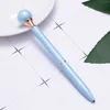 INS Candy Color Pearl Ballpoint Pen Girls Favor Pink Pearl Gel Pens Writing Supplies Black Blue Ink WJ017