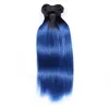 Dos tonos 1BBlue tejido de cabello humano recto 34 paquetes de color entero brasileño Ombre extensión de cabello humano virgen ofertas 5603225