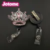 1pc /5pcs /10pcs Pink Rhinestone Crystal Crown Badge Reel Retractable ID Badge Holder For Nurse Student Staff