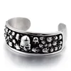 KB79607-BD Helt nytt Pure Rostfritt stål 29 * 66mm Inner Vintage Black Skull Skelett Manschuff Bangle Mens Armband Öppna End Cool Presenter