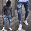 2018 Moda para hombre Skinny Jeans RIP Slim Fit Stretch Denim Deniess Frayed Biker Jeans Boys Bordados Patrones Bordados Pantalones Lápiz