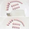 New 24pcs sexy nude purple Gradient color False Nail Art With Glue plain color Fake Nail Tip Finished manicure nail sticker2235824