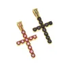 Iced Out Kleurrijke Zirconia CZ Cross Kettingen Hangers Punk Hiphop Mode-sieraden Met Goud Kleur 3mm Cubaanse Chain322C