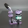 Individualizzazione Bong in vetro viola con 2 gorgogliatori d'antenna neri Gorgogliatore d'acqua in vetro gorgogliatore colorato fumante bruciatore a nafta Soffiaggio manuale