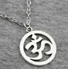 20pcs/lot Fashion Necklace Antique Silver Vintage Yoga OM Charms Pendants Chain Necklace 42+5cm