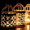 Gold Silver Hollow Candlesticks Decorative Candle Holder Tealight Candlestick Hanging Lantern Bird Cage Free Shipping ZA6882