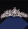 Gül Altın Kaplama Düğün Taç Gelin Nedime Çiçek Kız Kristal Tiara Rhinestone Taç Bandı Gelinlik Stüdyo Tiara 26 cm * 5.5