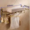 Porte-serviettes de bain en laiton Antique pliable en aluminium porte-serviettes de salle de bain actif Double étagère à serviettes avec crochets accessoires de salle de bain