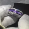 Choucong plein 15ct diamant violet Cz 925 en argent sterling femmes bague de fiançailles de mariage bijoux de mode