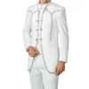 Custom Made Groom Tuxedos Three Button Best Man Groomsman Mandarin Lapel Men Wedding Suits Bridegroom (Jacket+Pants+Bow Tie+Girdle) W601