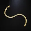 Wholesale Cheap 18K Real Gold Plated 5MM Snake Chain Bracelet & Bangles Length 20CM Fashion Jewelry For Men and Women Free Shipping