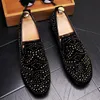 Style Men Loafers Nieuwe Sier Black Diamond Rhinestones Spiked Loafers Fashion Rivets Shoes Wedding Party Shoes G118 1258