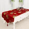 Tassel Widen Long Chinese Embroidered Table Runner Christmas Party Decoration Table Cloth Rectangular Ethnic Table Cover 160 x 50 cm