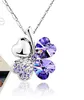 Free Shipping Fashion High Quality 925 Silver Diamond jewelry Four-leaf clover Zircon Crystal Necklace Valentine's Day Holiday Gifts HJ228