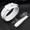 White Collars Collar with Chain Fetish SM Slave Neck Cuffs BDSM Bondage Restraints Sex Products for Couples Sex Toys Women Men5336087