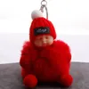 Cute Sleeping Baby Doll Keychains For Women Bag Key Ring 8cm Fluffy Pompom Faux Fur Ball Keyrings Trinket Jewelry 5 Styles Kimter-H605Q A