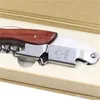 Rostfritt stål rött vinöppnare med hippocampal kniv trähandtag flasköppnare professionell presentskruvkorkskruv köksverktyg 99356114