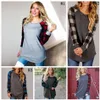 Plaid Patchwork Chemises À Manches Longues Femmes Casual Col Rond Tops Grille Imprimé Blouse Col Rond Carreaux T-shirts OOA4081