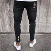 Nya Mode Män Jeans Slim Biker Zipper Denim Jeans Skinny Frayed Casual Pants Homme Byxor Man Jean Drop Shipping