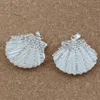 Rhinestones Shell Charms Pendants för smycken Göra halsband DIY Tillbehör Silverpläterade 34x42mm 10st