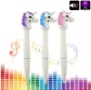 Creative Kawaii Unicorn Ballpoint Pen Multifunktion Elektronisk Röstljus Roller Boll Pennor För Kids Present Kontorsskola Tillbehör