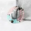 Braccialetto di nuovo design all'ingrosso 8 mm di perline di pietra di cristallo rosa naturale con braccialetto di perline di leopardo occhio verde cz per regalo da donna
