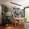 Personalizado Mural Papel De Parede Pintura De Parede 3D Relevo Rosa Flor Papel De Parede Para Sala de estar Sofá TV Fundo Mural Da Parede Home Decor 3D