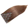 10inch24inch Brezilya Makinesi Yapım Remy Düz Klipler İnsan Saç Klipsinde Uzantılarda 9 PCSSET 100 Gram 2 Koyu Brown7240609