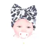 Classic Print Leopard Knitted Cotton Hat Beanies With Bow Crochet Korean Style Winter Warm Caps For Newborn Toddler Baby