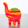 4.8 Inch Colored Elephant Silicon Water Hand Pipe Smoke With Glass Bowl Portable Tobacco Smoking Waterpipe Wholesale 487