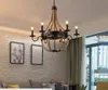 Retro LED Hanfseil Pendelleuchte Vintage Eisen Kronleuchter Beleuchtung für Wohnzimmer Kaffee Bar Restaurant 3/6/8 Köpfe