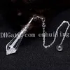 1Pcs Hand Carved Natural Clear Quartz Gemstone Chakra Dowsing Pendulum Reiki Balance Meditation Jewelry with Silver Plated Copper Bail