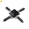 CSJA Reiki Healing Balance Indisches Chakra 4-Punkt-Pyramide Naturedelstein Energiegenerator Weiß Lila Quarzkristall Obsidian G4032670