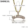 Benutzerdefinierter Buchstabe GESEGNET Anhänger Halskette Gold Silber Iced Out Full Lab Diamant Hip Hop Schmuck für Männer Frauen