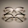 CCSPACE GORGEOUS Ladies Cat Eye Shiny Rhinestones Glasses Frames For Women Brand Designer Eyewear Optical EyeGlasses 45120