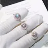 Christams Prezent Gorąca Sprzedaż Oszałamiająco Luksusowa Biżuteria 925 Sterling Silver Color PinkWhite Sapphire CZ Diament Round Cut Women Wedding Band Ring