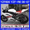 Corps + réservoir pour YAMAHA YZF R 6 YZF 600 YZF-R6 2006 2007 Cadre 233HM.33 YZF-600 YZF600 YZFR6 06 07 blanc stock rouge YZF R6 06 07 Kit carénages