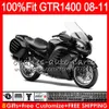 Einspritzkörper für KAWASAKI GTR1400 08 09 10 11 116HM.0 GTR-1400 GTR 1400 2008 2009 2010 2011 Verkleidungsset + 8Gifts Stock Glänzend schwarz