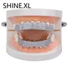 New Fashion Custom Gold Teeth Grillz Hip Hop Iced Out All Cubic Zircon Top Bottom Tooth Caps Set Bling Body Jewelry1743124