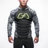 Siłownia Estetyka Męskie Bodybuilding Bluzy Kamuflaż Bluza Trening Training Slim Fit Kurtka Fitness Outdoor Sports Coat Tops