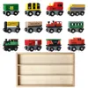 Jouet de modèle de voiture en bois, trains magnétiques éducatifs, multicolores, simulation élevée, pour les cadeaux de fête d'anniversaire d'enfant, collecte, décorations pour la maison